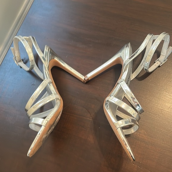 VERA MODA Becca Ankle Strap Pin Heel Open Toe Stilettos Sandals Silver - Picture 14 of 16